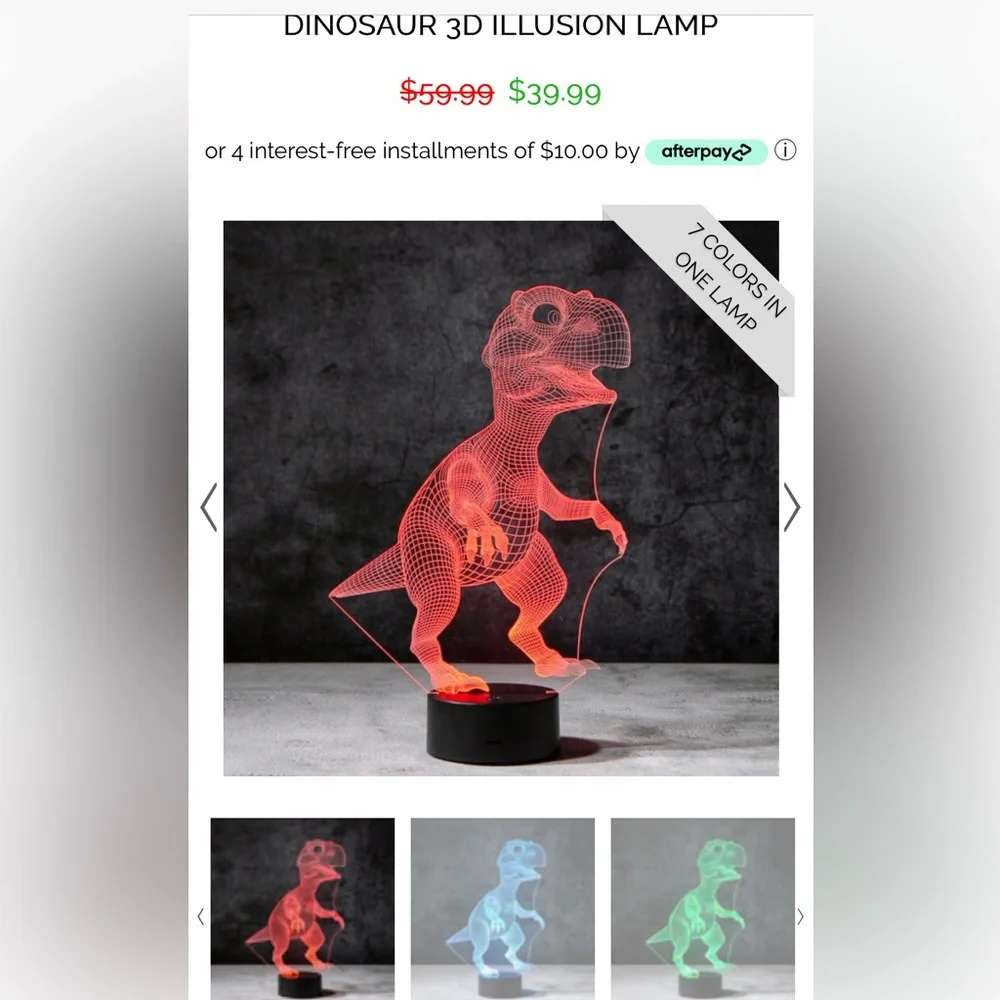 Red Dinosaur LED Light Sculpture Accessory